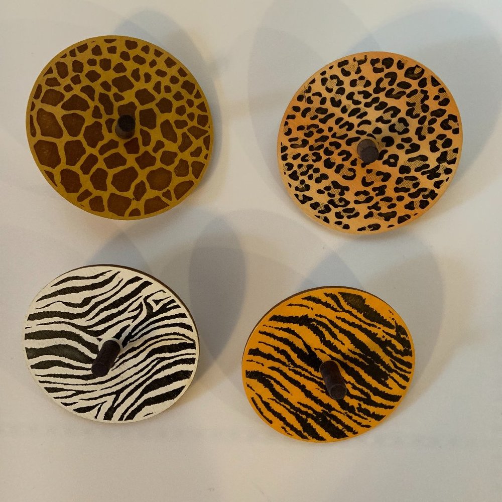 Safari Spinner: Giraffe, Leopard, Tiger, Zebra - Set of 4